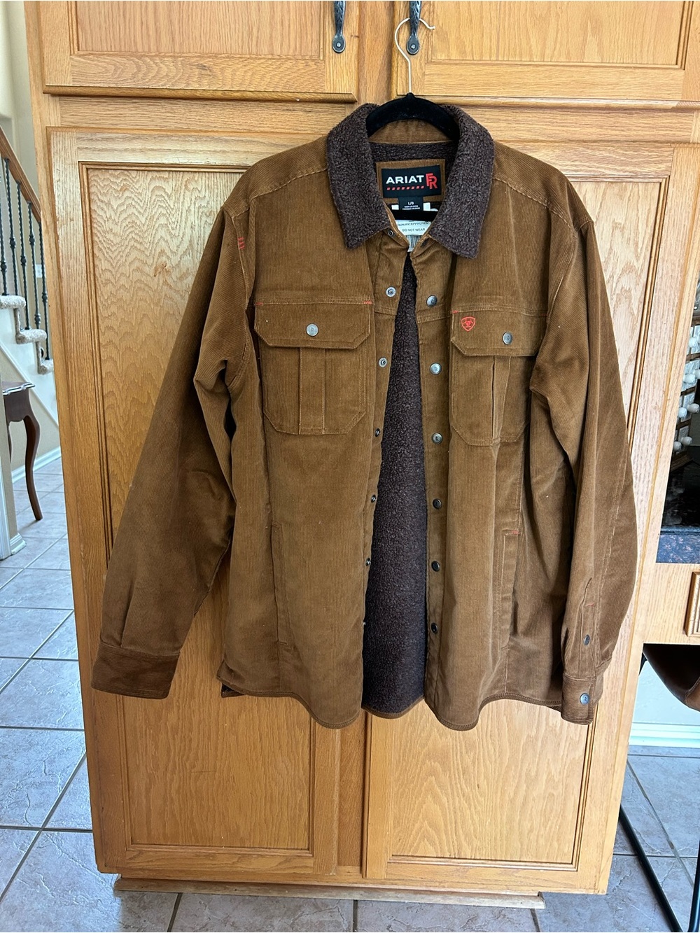 Ariat Brown Suede Sherpa-Lined Shirt Jacket
